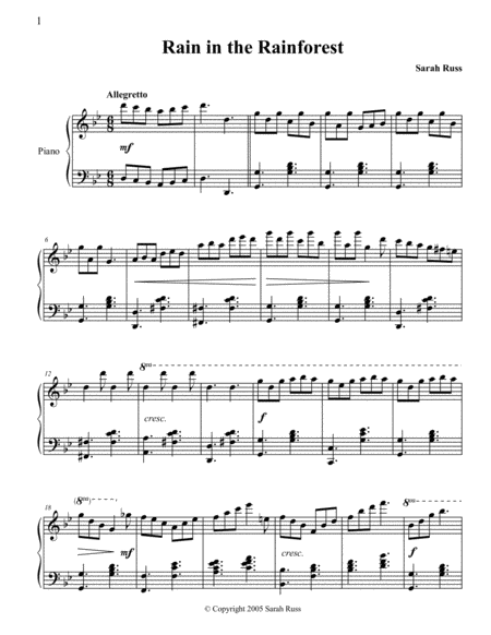 Rain In The Rainforest Sheet Music