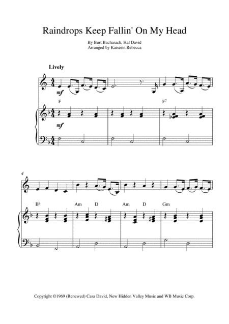 Free Sheet Music Raindrops Keep Fallin On My Head For Horn In F Solo And Piano Accompaniment