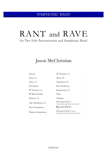 Rant And Rave For Two Percussionists And Symphonic Band Sheet Music