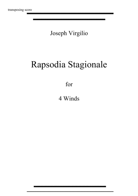 Free Sheet Music Rapsodia Stagionale For 4 Winds