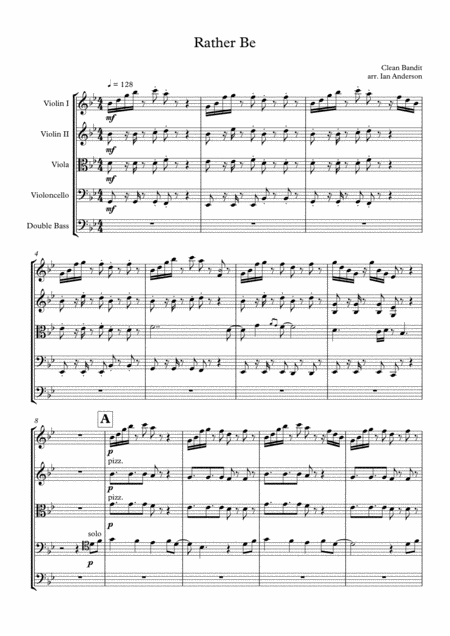 Rather Be String Quintet String Orchestra Sheet Music