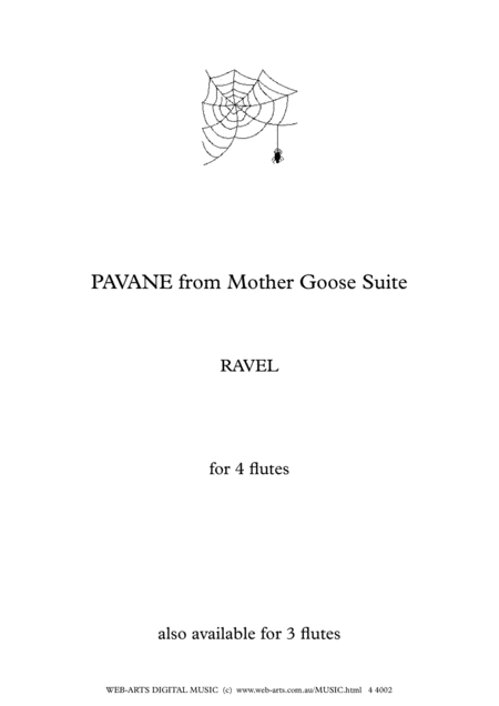 Ravel Pavane From Mother Goose Suite For 4 Flutes Sheet Music