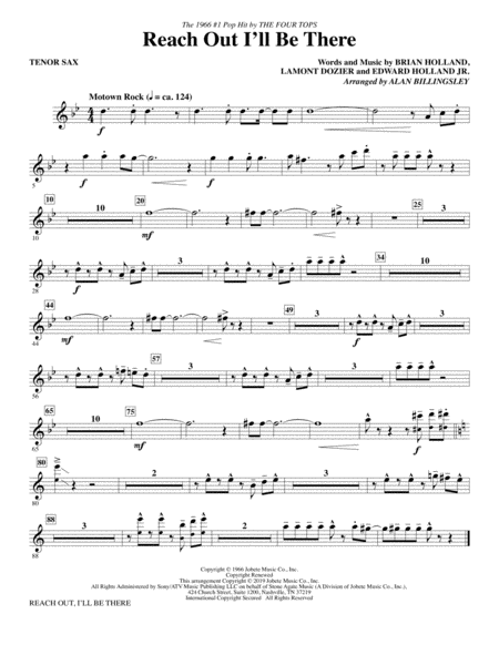 Free Sheet Music Reach Out I Will Be There Arr Alan Billingsley Tenor Sax
