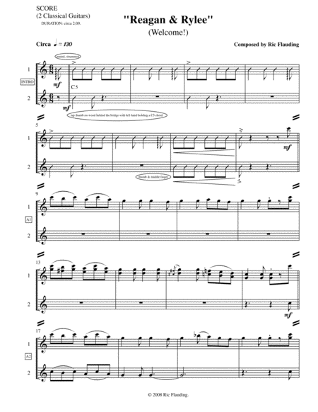 Free Sheet Music Reagan Rylee Guitar Duet