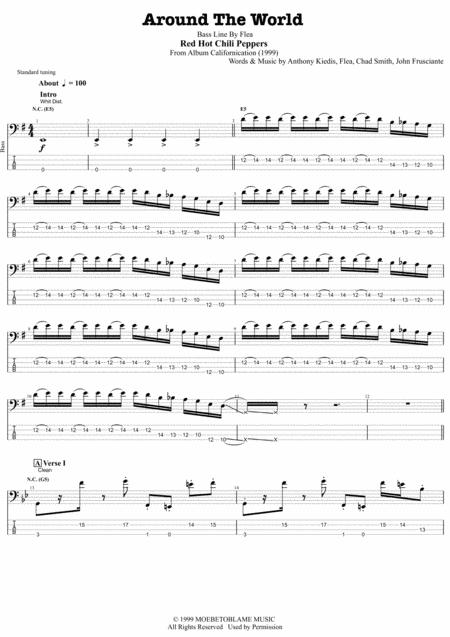 Free Sheet Music Red Hot Chili Peppers Around The World Bass Transcription Complete And Accurate