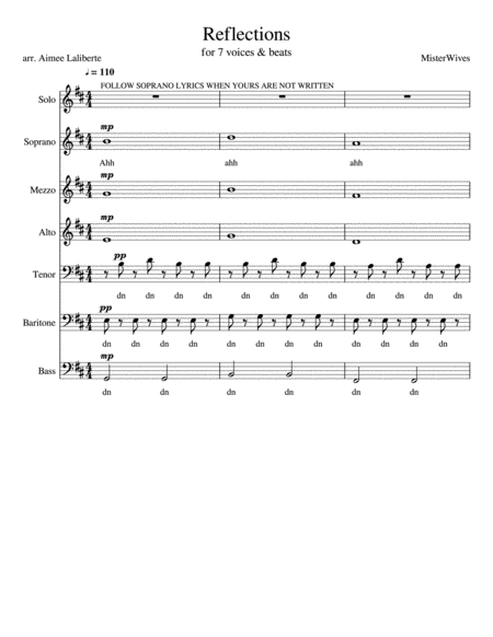 Free Sheet Music Reflections Misterwives For A Cappella