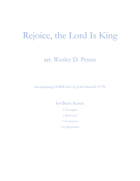 Rejoice The Lord Is King Brass Sextet Sheet Music