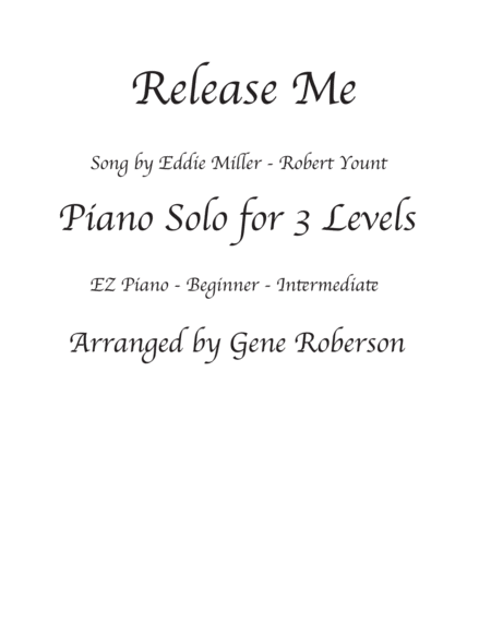 Release Me Easy Piano Solo Sheet Music