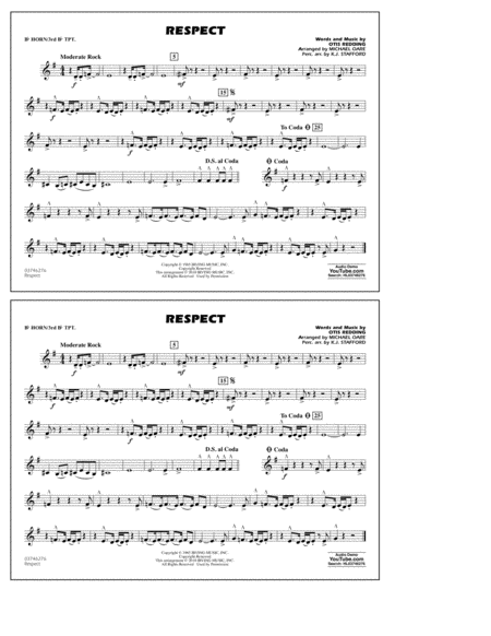 Respect Arr Michael Oare Bb Horn 3rd Bb Tpt Sheet Music