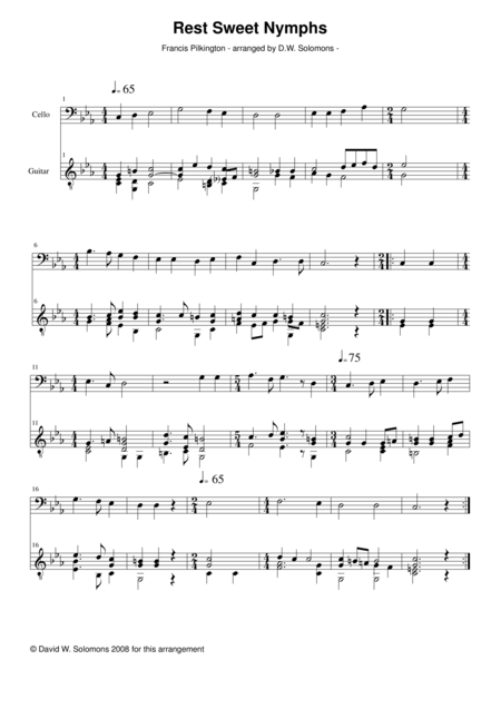 Free Sheet Music Rest Sweet Nymphs For Cello And Guitar
