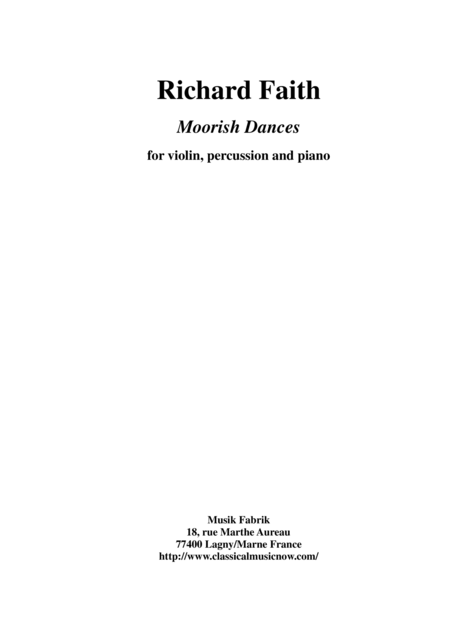 Free Sheet Music Richard Faith Moorish Dances For Violin Percussion And Piano