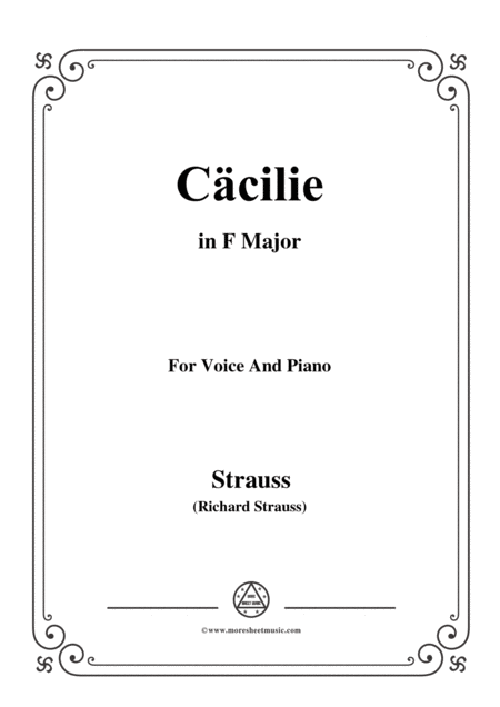 Richard Strauss Ccilie In F Major For Voice And Piano Sheet Music