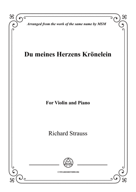 Richard Strauss Du Meines Herzens Krnelein For Violin And Piano Sheet Music