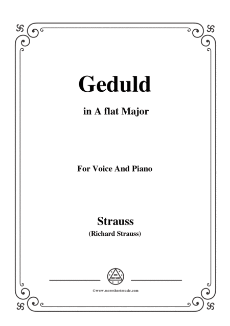 Free Sheet Music Richard Strauss Geduld In A Flat Major For Voice And Piano