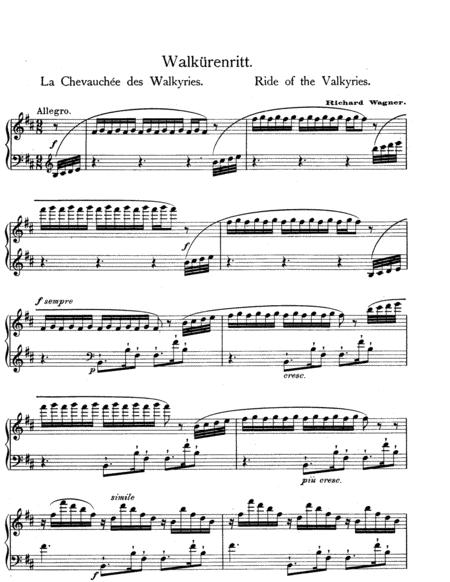 Free Sheet Music Richard Wagner Ride Of The Valkyries Original Piano Solo