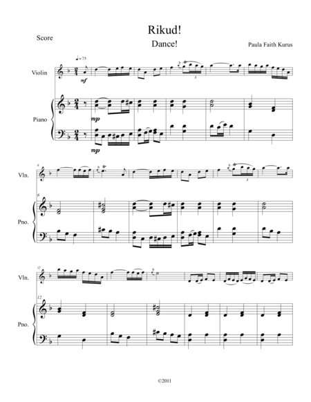 Free Sheet Music Rikud Violin Piano Score