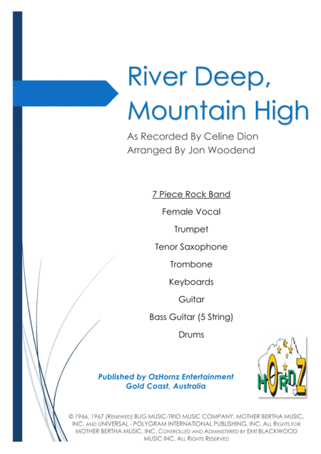 River Deep Mountain High 7 Piece Rock Band Sheet Music