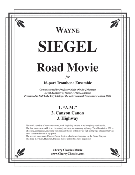 Road Movie For 16 Part Trombone Ensemble Sheet Music