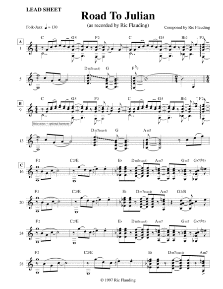 Free Sheet Music Road To Julian Lead Sheet