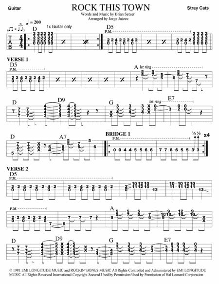 Free Sheet Music Rock This Town Guitar Tab