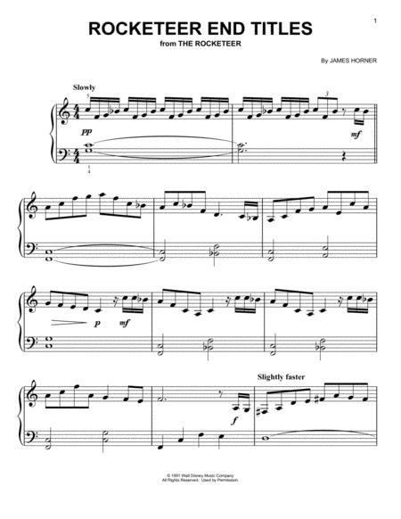 Free Sheet Music Rocketeer End Titles