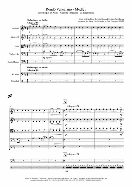Free Sheet Music Rond Veneziano Medley Sinfonia Per Un Addio Odissea Veneziana La Serenissima