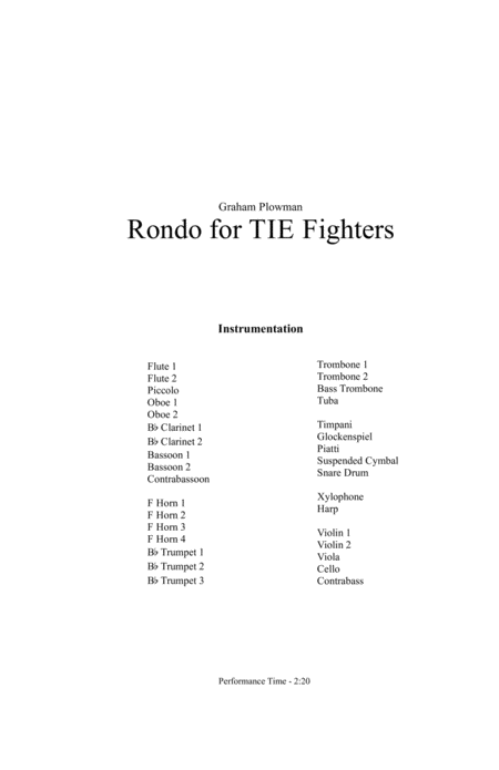 Rondo For Tie Fighters Sheet Music