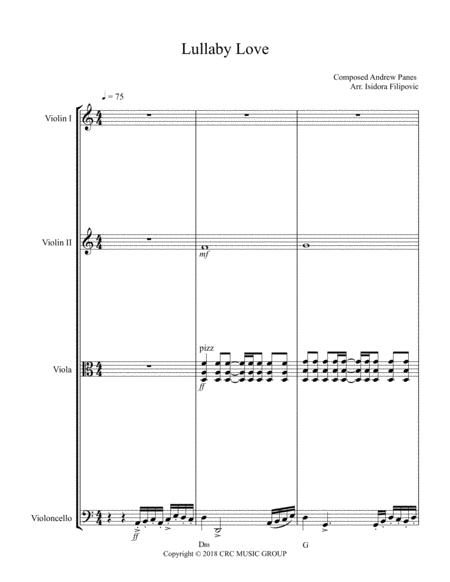 Roo Panes Lullaby Love For String Quartet Sheet Music