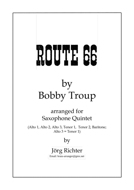 Free Sheet Music Route 66 For Saxophone Quintet