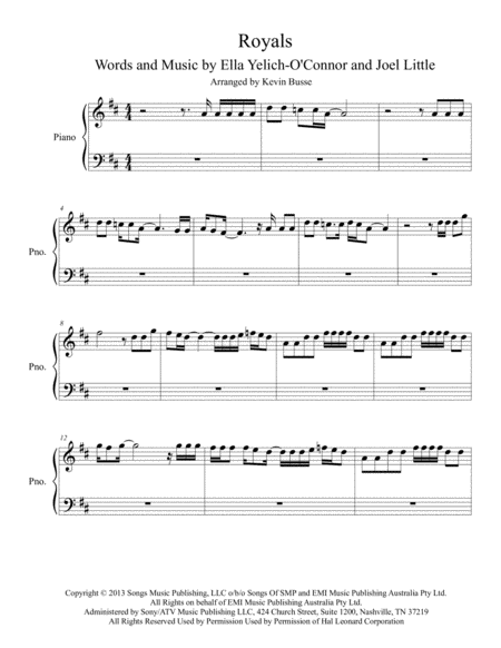 Free Sheet Music Royals Piano