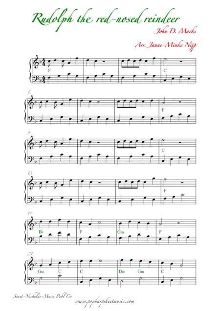 Free Sheet Music Rudolph The Red Nosed Reindeer Harp Solo