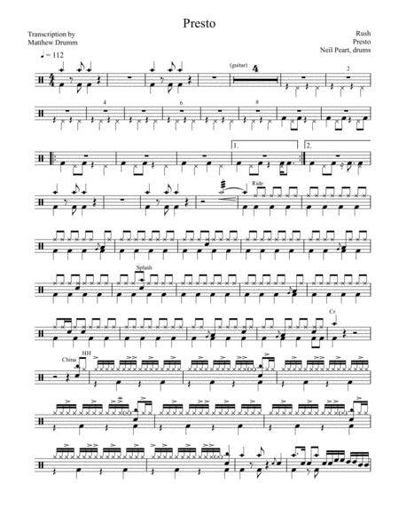 Rush Presto Sheet Music