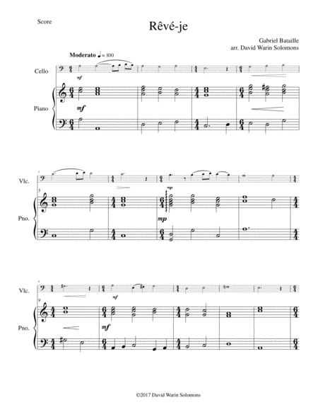 Free Sheet Music Rv Je Am I Dreaming For Cello And Piano