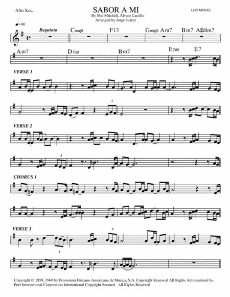 Sabor A Mi Alto Sax Sheet Music