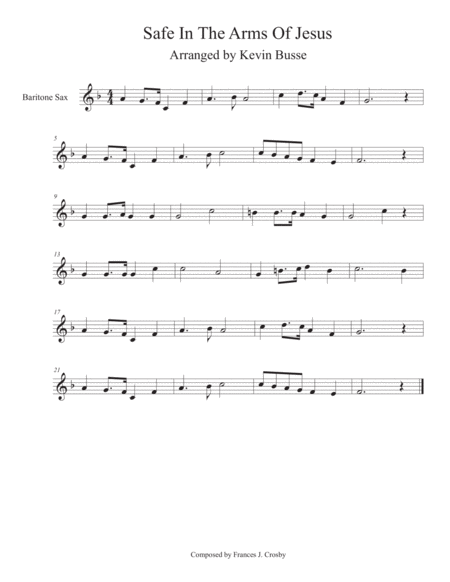 Safe In The Arms Of Jesus Bari Sax Sheet Music