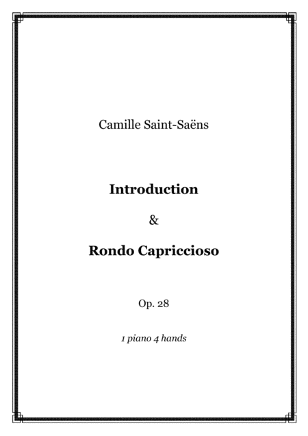 Free Sheet Music Saint Seans Introduction And Rondo Capriccioso 1 Piano 4 Hands Score And Parts