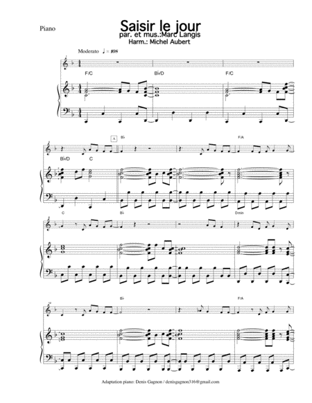 Free Sheet Music Saisir Le Jour Partition De Piano D Accompagnement