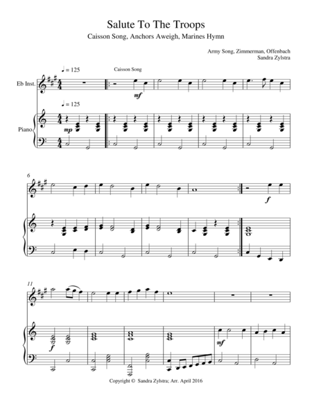Free Sheet Music Salute To The Troops Treble Eb Instrument Solo