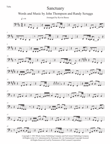 Sanctuary Original Key Tuba Sheet Music