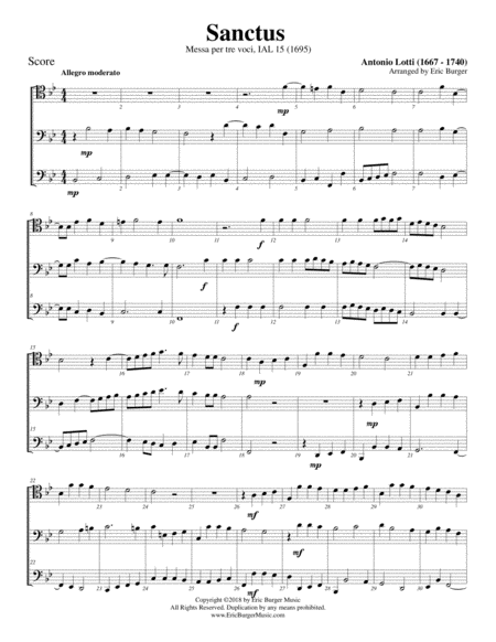 Free Sheet Music Sanctus For Trombone Or Low Brass Trio