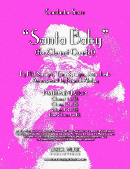 Free Sheet Music Santa Baby For Clarinet Quartet