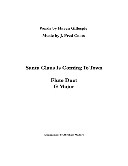 Santa Claus Is Comin To Town Flute Duet Sheet Music