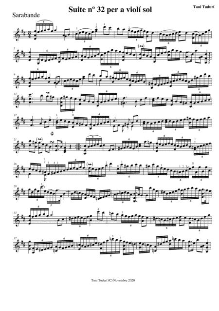 Sarabande For Violin Solo Baroque Suite N 32 Sheet Music