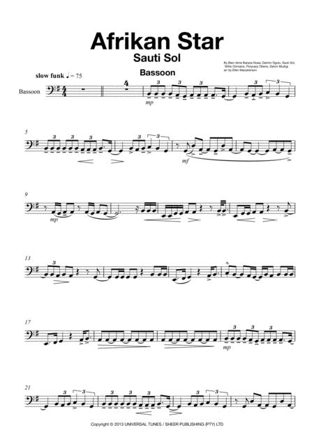 Sauti Sol Afrikan Star For Bassoon Solo Sheet Music