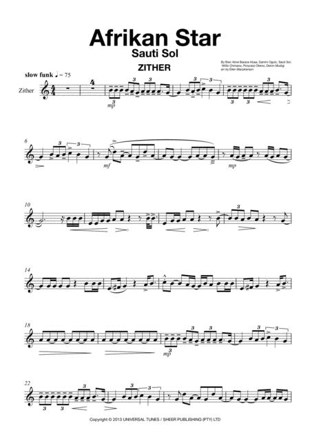 Free Sheet Music Sauti Sol Afrikan Star For Zither Solo