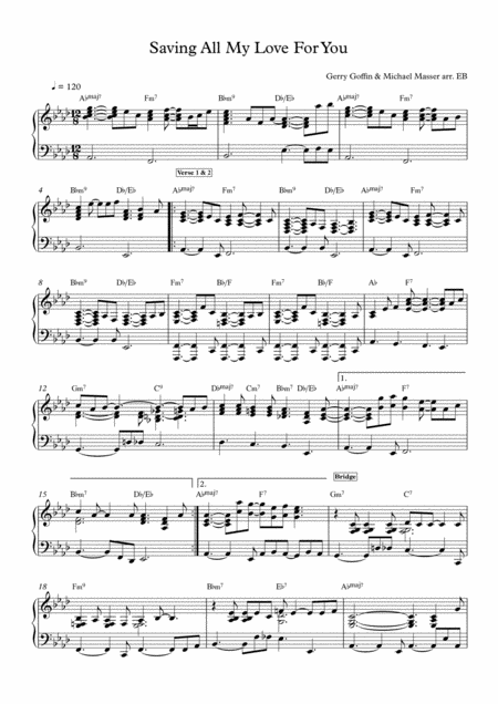 Saving All My Love For You Intermediate Piano Ab Major Sheet Music