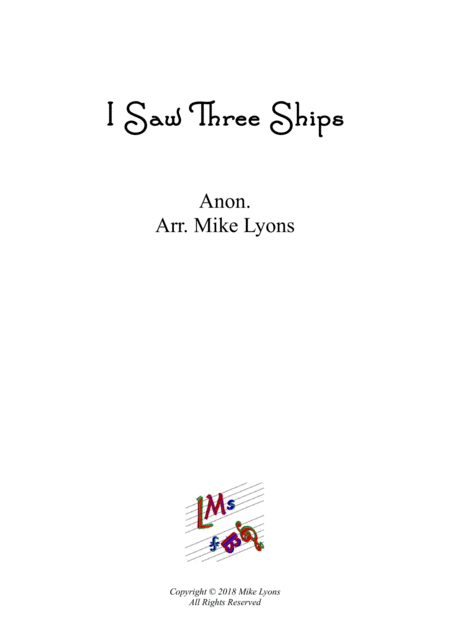 Saxophone Quintet I Saw Three Ships Sheet Music