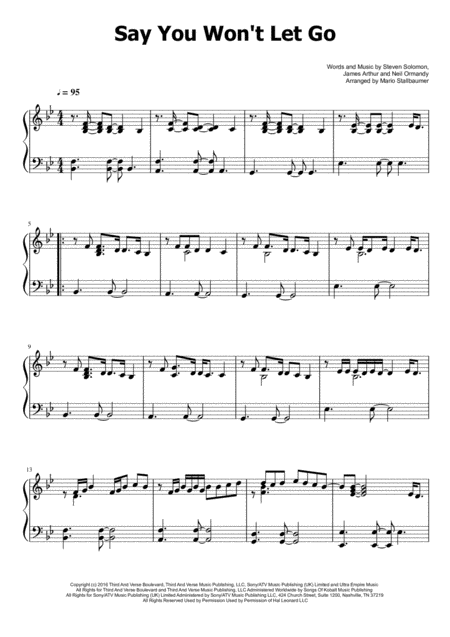 Free Sheet Music Say You Wont Let Go Piano Solo