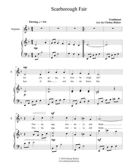 Scarborough Fair Folk Jazz Version For Voice And Piano Sheet Music