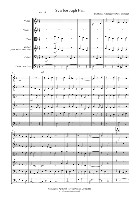 Scarborough Fair For String Orchestra Sheet Music